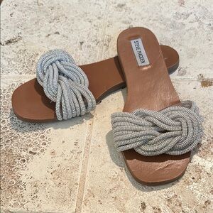 Steve Madden Women's Beaded Slide Sandals - Brown and Silver